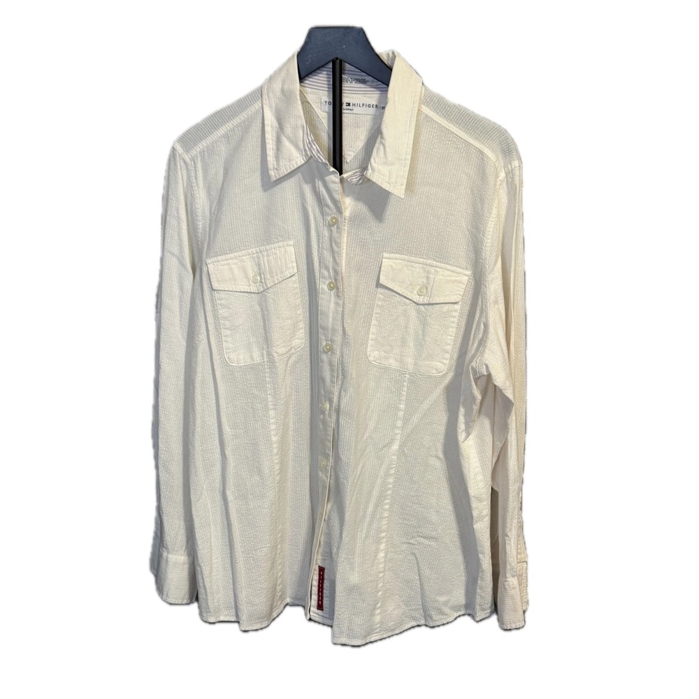 Tommy Hilfiger Women's Roll-Tab Sleeve Button-Up Shirt – Size 20